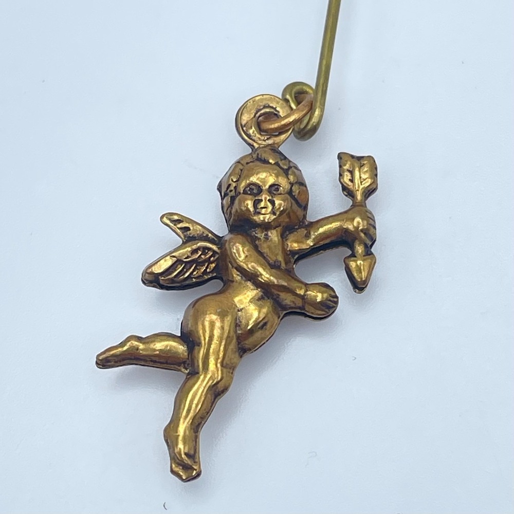 Vintage 90s Cherub Stick Pin Gold Tone Women's Angel Archer Bow & Arrow Jewelry